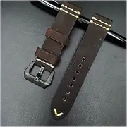 [ALMVIS] Watch Strap Leather Vintage Leather Strap Handmade Watchband for Man 22mm 24mm Watch Strap Fit for Panerai Watch Belt 8Color(Color 1,22mm)