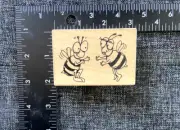 Visual Image Printery Rubber Stamp Bumble Bees Big Eyes Insect Girl Boy Love VTG