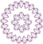 uxcell 48 Pcs 3D Teardrop Rhinestones Diamond Nail Charm Crystal Pointback K9 Glass Rhinestones Crystal Gems for Jewelry Making, Craft, 8x12mm, Rose Pink