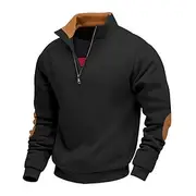 Men's Sweatshirt Fleece Sweatshirt Pullover Quarter Zip Sweatshirt Black Wine Khaki Light Grey Dark Gray Standing Collar Color Block Sports Outdoor Casual Dai