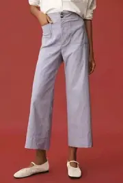 Anthropologie Maeve Colette Cropped Wide-Leg Pants Size 27 Light Purple Lavender