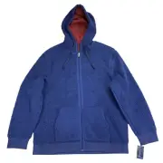 Club Room Mens Fleece Reversible Full-Zip Pajama Hoodie Blue L
