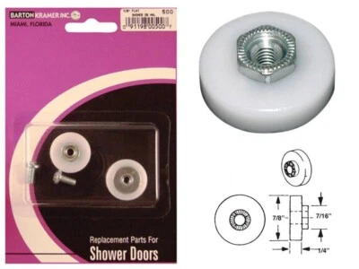 Barton Kramer 500C Sliding Glass Shower Door Wheel 7/8" D Nylon/Plastic 2-PACK