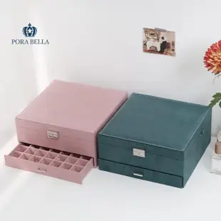 【Porabella】新款多層絨布抽屜式首飾盒 大容量耳環收納盒 可上鎖飾品收納盒 戒指項鍊耳環耳夾收納收納盒