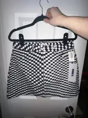 Obey Clothing Black White Checkered Skirt Womens 29 Punk Grunge Emo Skate Hesh