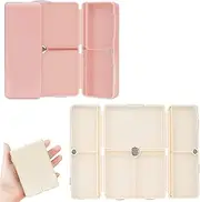2 PACK Travel Pill Organizer Box, Weekly Medicine Organizer, 7 Compartments Pill Case Small Daily Pill Container, Hold Vitamins Cod Liver Oil for Pocket Purse Luggage-2 Pack Pink& White