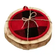 Handled Wood Slice Slab Trivet Hot Plate Buffalo Check Pot Holder Set