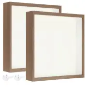 2Pcs 8x8 Shadow Box Wood Dried Flower Floating Photo Frame, Brown