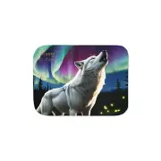 Howling Wolf Northern Lights Personalized Sherpa Baby Blanket