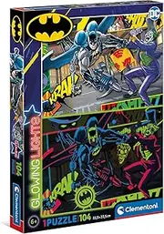 Clementoni 27175 Glowing Lights Batman Puzzle 104 Pieces from 6 Years, Colourful Children's Puzzle with Special Brightness & Colour Intensity, Skill Game for Children
