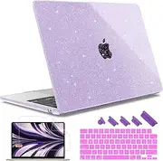 May Chen for M4 MacBook Air 13.6 inch Case 2025 2024 2023 2022 Release A3240 M3 A3113 M2 A2681, Plastic Hard Shell Case for MacBook Air 13.6" with Retina Display Fits Touch ID, Purple Glitter