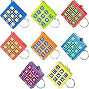 Hicarer Tic Tac Toe Keychain for Kids Ages 8-12 Party Favors Plastic Keyholders Game for Goodie Bags Mini Backpack Valentines Birthday Party(Mix Color,16 Pcs)