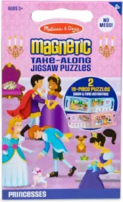 Melissa & Doug Take-Along Magnetic Jigsaw Puzzles Travel Toy Princesses (2 15-Pi