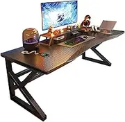 Computer Desk, Ergonomic Large Gaming Desk K-Shaped Gaming Table, PC Gaming Workstation for Bedroom, Home Office Desk Space-Saving, Easy to Assemble,100cm