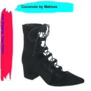 Coconuts by Matisse Sonia Black Lace Up Booties, Size 5.5 M