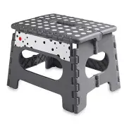 9" Folding Plastic Step Foot Stool with Handle - Gray