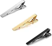[WQEDVN] 3 PCS Tie Clips for Men, Tie Pins for Men, Men's Tie Clips, Tie Bar Clip, for Fixing, Decorating, And Embellishing(Silver/Gold/Black)