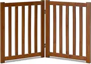 LZRS 2-Panel Wooden Free Standing Foldable Dog Gate Indoor – Solid Hardwood 24" High, Step-Over Safety Pet Gate for Doorways, Stairs & Small Spaces - Indoor Use, Oak