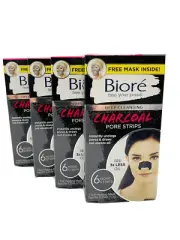 BIORE CHARCOAL DEEP CLEANSING PORE STRIPS 24 STRIPS 4 MASK