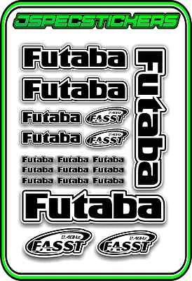 FUTABA RC STICKER SHEET A5 R/C PLANE CAR BUGGY HELI REMOTE CONTROL DECAL BLACK