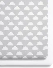 Snüz 2 Pack Crib Fitted Sheets 44 X 80Cm – Cloud Nine Design – Light, Breatha...