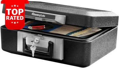 Fireproof Safe Box with Key Lock and Carrying Handle for Valuables and Jewelry