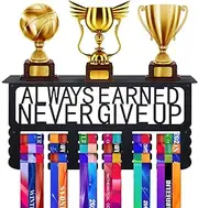 Biggun Metal Trophy and Medal Display Shelf- Easy to Install Medal Hanger Display with Trophy Shelf Medal Holder for Over 70 Running Race Wrestling Medals