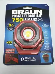Braun Pocket Floodlight Rechargeable 750 Lumens Magnetic Led Light . NEW SEALED