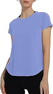 [lulucheri] Women's Workout T-Shirt Short Sleeve Lightweight Crew Neck Shirts Yoga Running Exercise Athletic Tee Top
