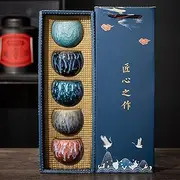 Ausale Kiln-Changed Five-Element Cup, Ceramic Tea Set Five-Piece Set, Chinese and Japanese Kung Fu Tea Cup, Tea Cup Jianzhan Cup Set Tianmu Glaze Dragon Egg Cup Tea Cup Gift