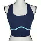 Fabletics Freya SculptKnit Sports Bra Blue Nova/Java/Blue Bell NWT $60 Medium