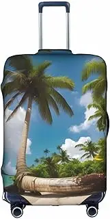 [Pvinnk] Two Palm Tree Tropical Print Protective Luggage Cover Elastic Washable Suitcase Protector Travel Gear Protector, White, Large