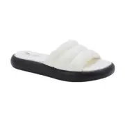 Aqua College Women's Simona Water Resistant Quilted Slide Sandals White Size 11