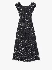 Painterly Strokes Flutter Sleeve Dress
