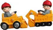 Vaguelly Bulldozer Excavator Toy Set 2pcs Engineering Car Craft Models Cake Decorations Table Centerpieces for Boys