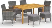 7 Piece Garden Dining Set Grey,Outdoor Furniture Sets-3067782