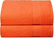 Elvana Home Premium Cotton Oversized 2 Pack Bath Sheet 35x70 - 100% Pure Cotton - Ideal for Everyday use - Ultra Soft & Highly Absorbent - Machine Washable - Orange