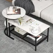CostwayNesting Coffee Table Set of 2 with Storage Shelf for Living Room, Bedroom-Black