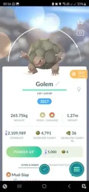Golem ( Caught In 2017 ) Pokemon Trade Go