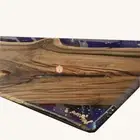Black Epoxy Resin Center Sofa Dining Table Tops, Walnut Epoxy Table Home Decors