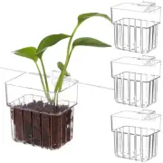 Clear Acrylic Fish Tank Plant Holder Set of 4 Hanging Aquatic Cups
