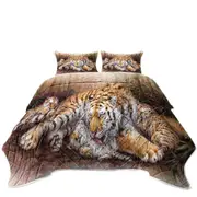 Wildlife Animal Art Tiger Family in Bamboo Forest Coverlet