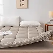 Folding Floor futon Mattress, Portable roll-up Sleeping pad, Thickened, Soft and Breathable Suitable for Single Double.(Brown,90x200cm)