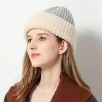在飛比找momo購物網優惠-【米蘭精品】100%針織帽羊毛帽(拼色護耳防寒保暖女配件情人