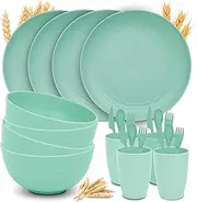GreenChoice Wheat Straw Dinnerware Sets for Camping Picnic