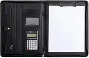 Lockmaner Leather Portfolio with Zipper Interview Resume Notefolio Premium Document Organize
