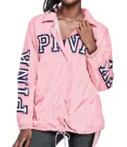 S NIP VICTORIA SECRET VS PINK Candy Sherpa Lined Coaches Jacket NEW