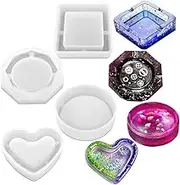 Pack of 4, Resin Silicone Molds, SourceTon Resin Silicone Molds with Square Shape, Heart Shape, Rhombus Shape and Round Shape for Resin Casting, DIY Handcrafts