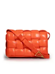 Orange Leather Cassette Padded Bag