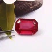 AAA Unheated Blood Red Color Burma Ruby Loose 9.15 Ct Emerald Cut Gemstone